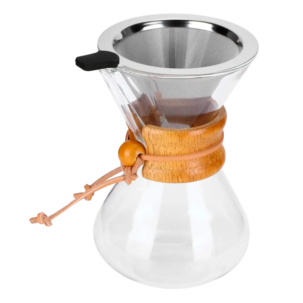 Chemex 600 ml con filtro metálico reutilizable y collar de madera