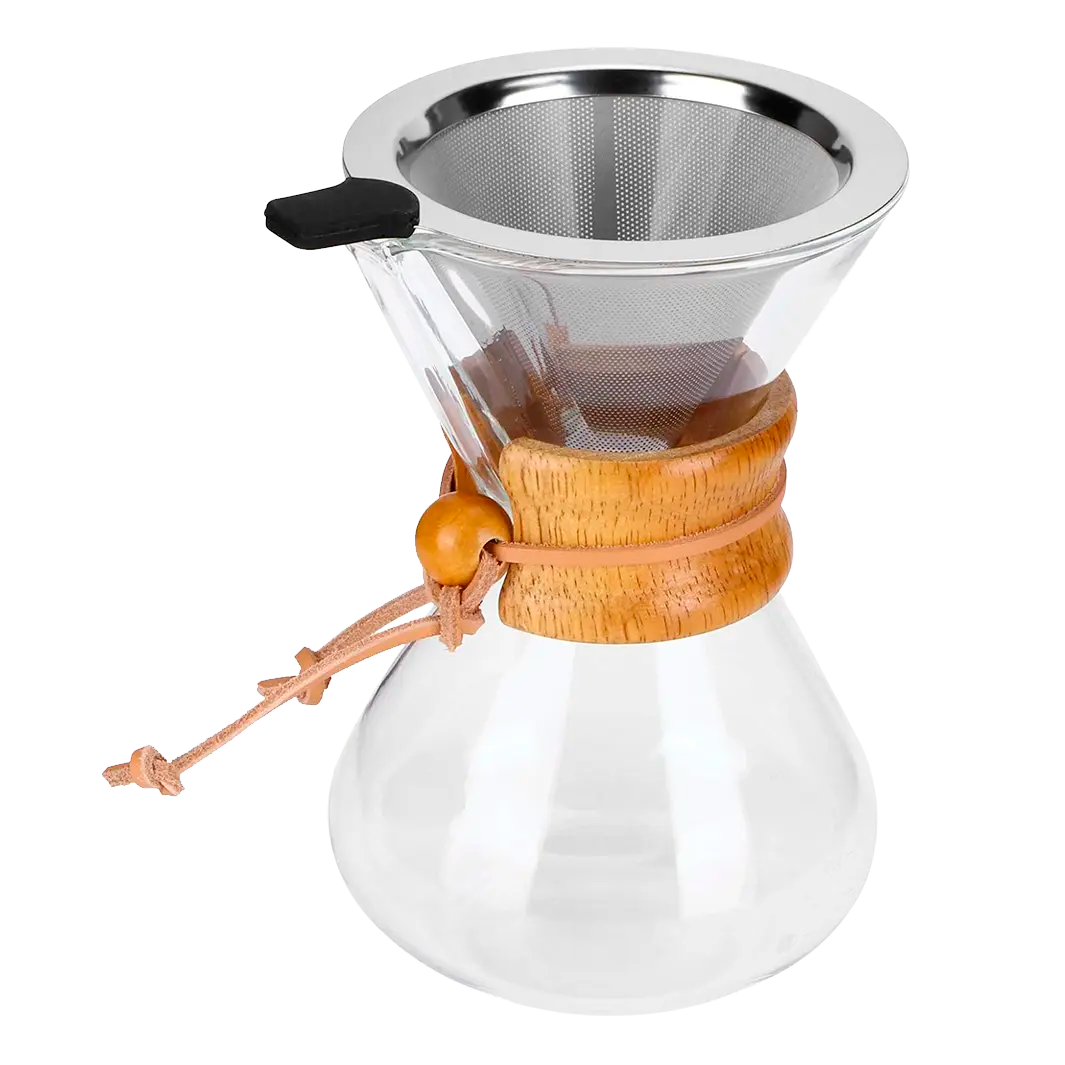 Chemex 600 ml con filtro metálico reutilizable y collar de madera